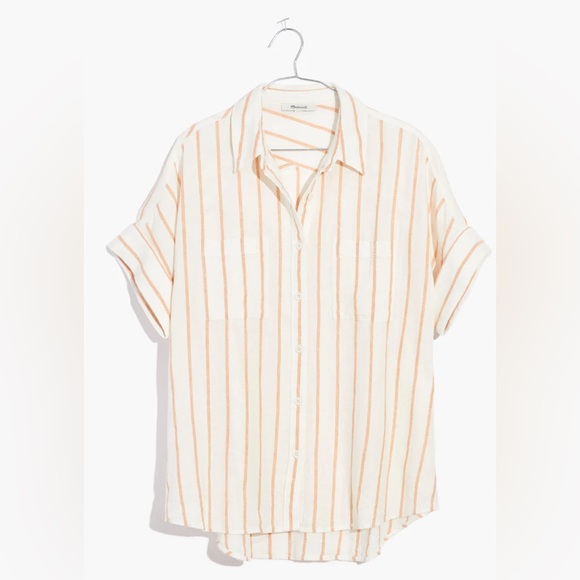 Madewell Tops - Madewell Linen-Blend Courier Shirt in Textured Stripe